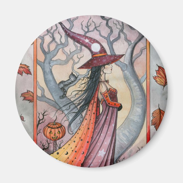 Halloween Mystic Witch av Molly Harrison Magnet (Framsidan)