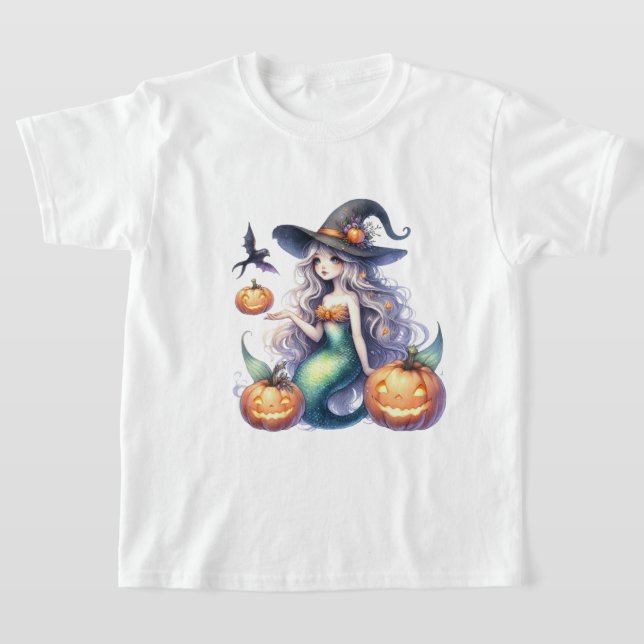 Halloween Mystical Sjöjungfru Girl T Shirt (Laydown)
