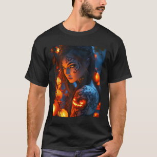 Halloween Mystical Witch Glowing Pumpkin T Shirt