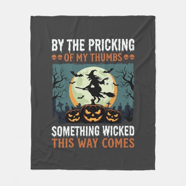 Halloween Något Elak Häxa Pumpa Vintage Fleecefilt (Framsidan)