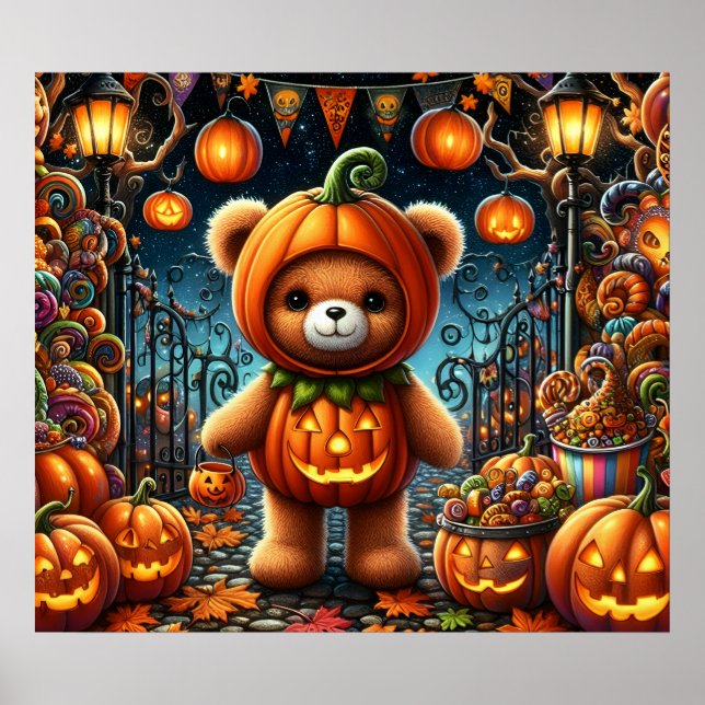 Halloween-Nalle Poster (Framsidan)