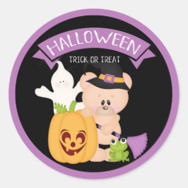 Halloween Nalle Warlock med vänner Runt Klistermärke