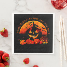 Halloween Namn År 20xx Glow Pumpkin Cat-Webben Pappersservett