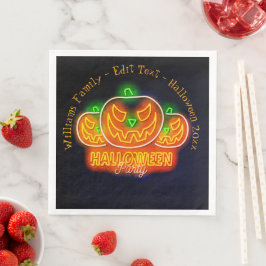 Halloween Namn År 20xx Neon Glow look Pumpkin Pappersservett