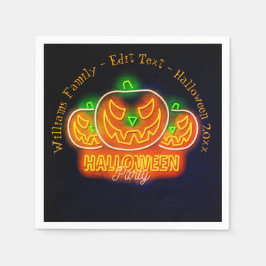 Halloween Namn År 20xx Neon Glow look Pumpkin Pappersservett