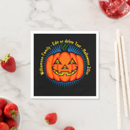 Halloween Namn År 20xx Neon Glow look Pumpkin Pappersservett