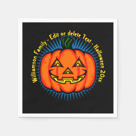 Halloween Namn År 20xx Neon Glow look Pumpkin Pappersservett