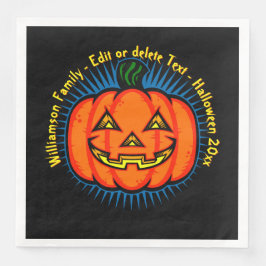 Halloween Namn År 20xx Neon Glow look Pumpkin Pappersservett