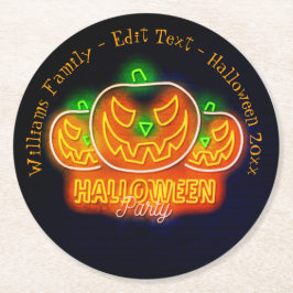 Halloween Namn År 20xx Neon Glow look Pumpkin Underlägg Papper Rund