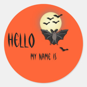 Halloween Namn bricka Runt Klistermärke