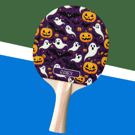 Halloween Namn Fladdermus Pumpkin Lila Mönster lyx Pingisracket