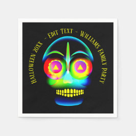 Halloween Namn Year Neon look Glow Blue Skull Pappersservett