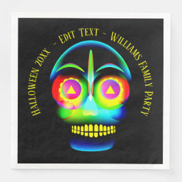 Halloween Namn Year Neon look Glow Blue Skull Pappersservett