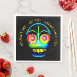 Halloween Namn Year Neon look Glow Blue Skull Pappersservett