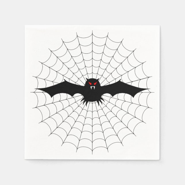 Halloween Napkin/Spindelnät och Fladdermus Pappersservett (Framsidan)