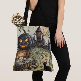 Halloween natt : Den skrämmande svarta pumpa vakte Tygkasse