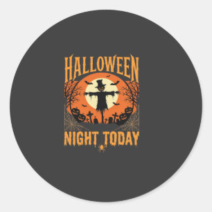 Halloween Natt Fågelskrämma Kyrkogård Vintage Vekt Runt Klistermärke