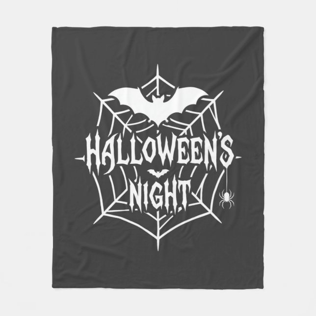 Halloween Natt Fladdermus Spindel Web Vektor Desig Fleecefilt (Framsidan)