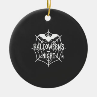 Halloween Natt Fladdermus Spindelväv Vector Design Julgransprydnad Keramik