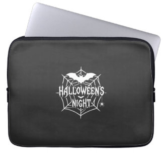 Halloween Natt Fladdermus Spindelväv Vector Design Laptop Fodral