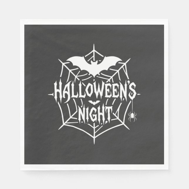 Halloween Natt Fladdermus Spindelväv Vector Design Pappersservett (Framsidan)