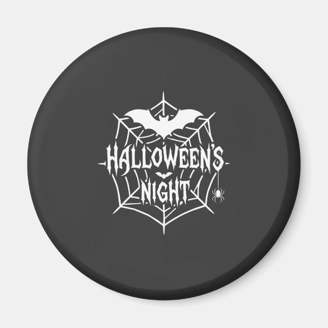 Halloween Natt Fladdermus Spindelväv Vektor Design Magnet (Framsidan)