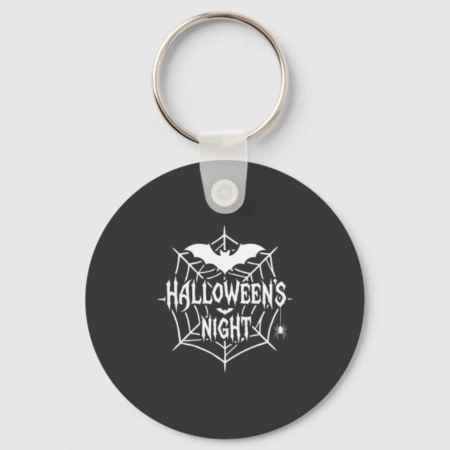 Halloween Natt Fladdermus Spindelväv Vektor Design Nyckelring (Framsida)