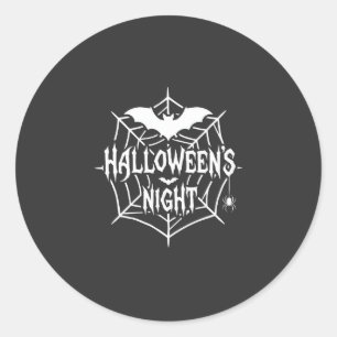 Halloween Natt Fladdermus Spindelväv Vektor Design Runt Klistermärke