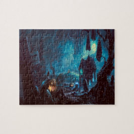 Halloween Natt Full Moon Haunted Graveyard Pussel