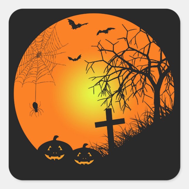 Halloween natt fyrkantigt klistermärke (Framsida)