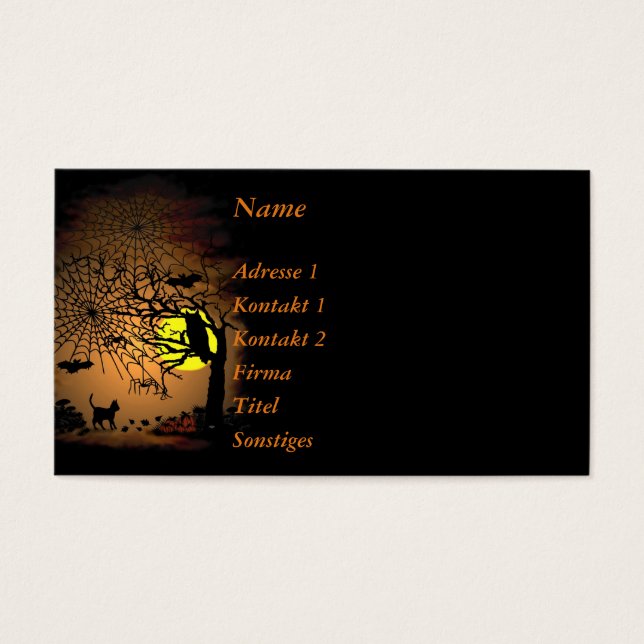 Halloween natt , Gott Halloween ! Visitkort (Framsidan)