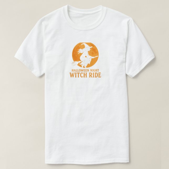 Halloween Natt Häxa Tur T Shirt (Design framsida)