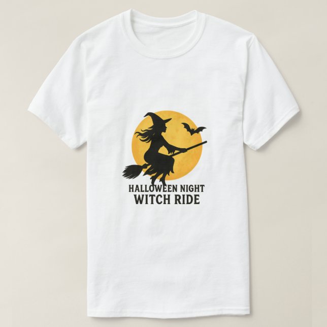 Halloween Natt Häxa Tur T Shirt (Design framsida)