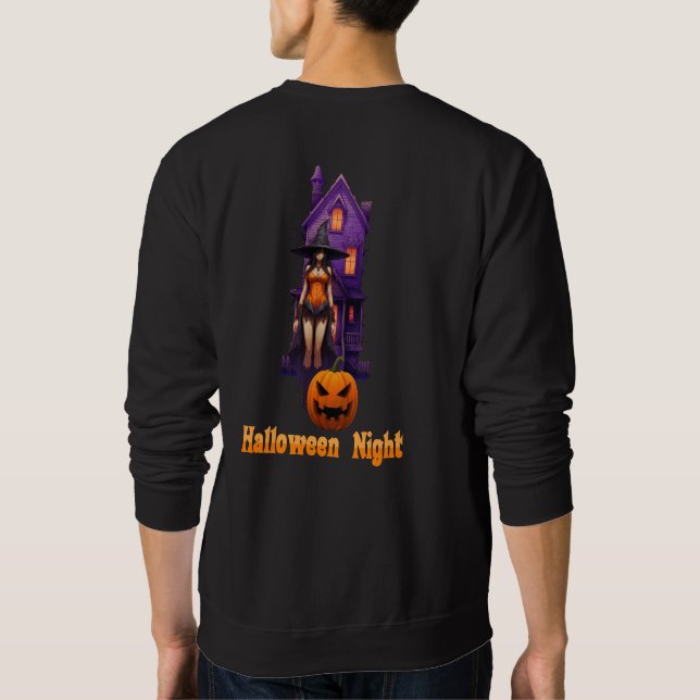 Halloween Natt (hemstuvat hus) Lång Ärmad Tröja (Baksida)