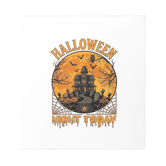 Halloween Natt Idag Spökhus Pumpa Uggla Anteckningsblock (Framsida)