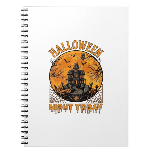 Halloween Natt Idag Spökhus Pumpa Uggla Anteckningsbok (Framsidan)