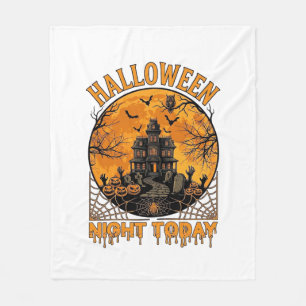 Halloween natt idag spökhus pumpor uggla fleecefilt
