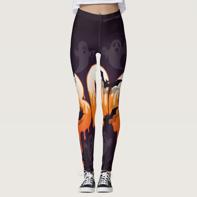 Halloween Natt Illustration Leggings (Framsida)