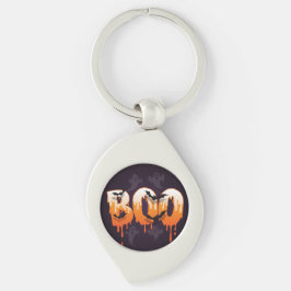 Halloween Natt Illustration Swirl Silverfärgad Nyckelring