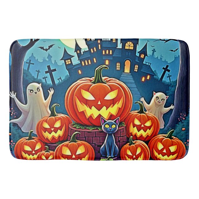 Halloween natt: Kuslig Rolig Konst Badrumsmatta (Framsidan)