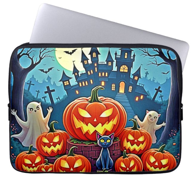 Halloween natt: Kuslig Rolig Konst Laptop Fodral (Framsidan)