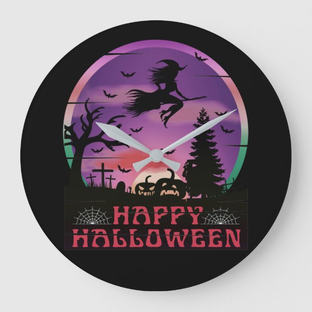 HALLOWEEN NATT KYRKOGÅRD HÄXA STOR KLOCKA (Framsida)