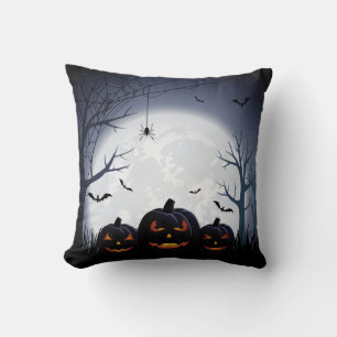 Halloween Natt med Pumpkin och flygande Fladdermös Kudde