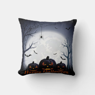 Halloween Natt med Pumpkin, Spider och flygande Fl Kudde
