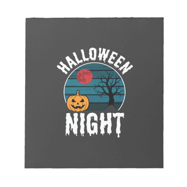 Halloween Natt Pumpa Träd Vektor Anteckningsblock (Framsida)