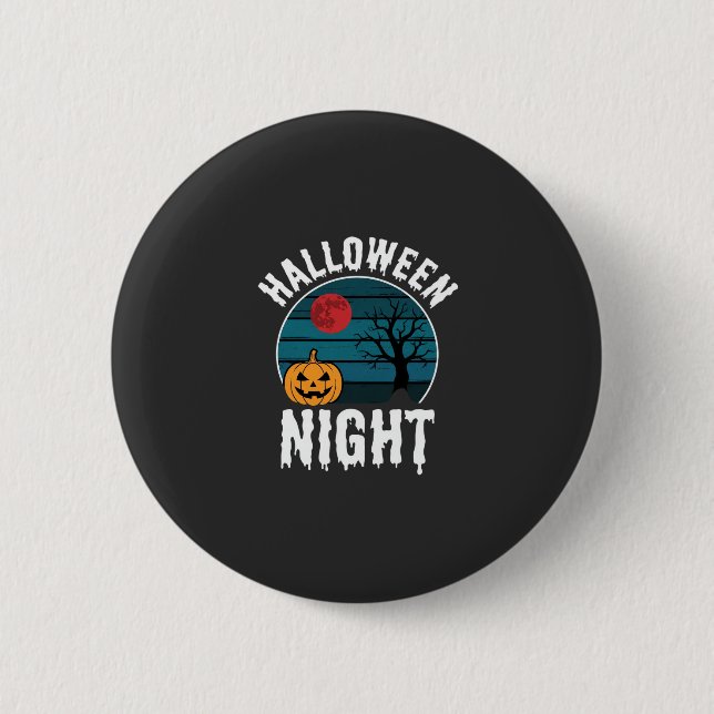 Halloween Natt Pumpa Träd Vektor Knapp (Framsida)