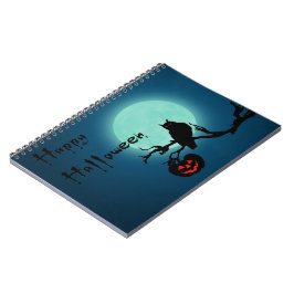 Halloween Natt Pumpkin Uggla Anteckningsbok Med Spiral
