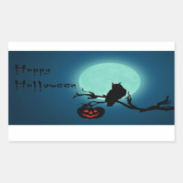 Halloween Natt Pumpkin Uggla Rektangulärt Klistermärke