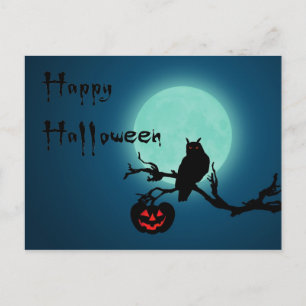 Halloween Natt Pumpkin Uggla Vykort