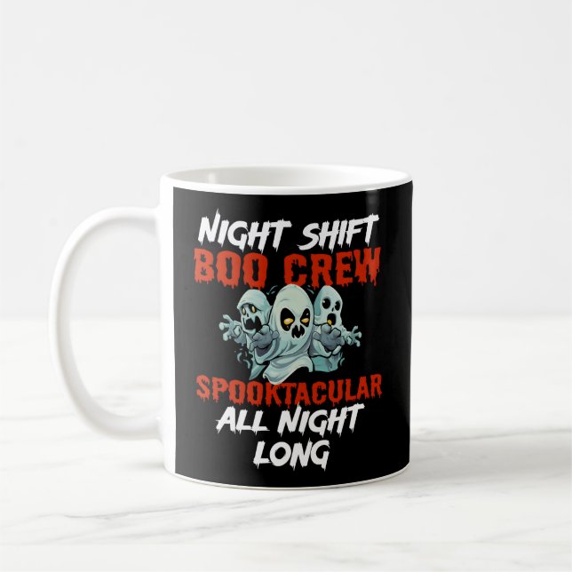 Halloween Natt Shift Worker Graveyard Duty Spooky Kaffemugg (Vänster)